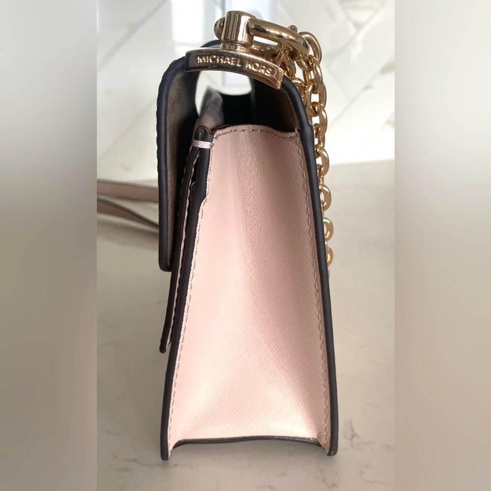 Michael Kors Greenwich Convertible Crossbody in Soft Pink Saffiano Leather